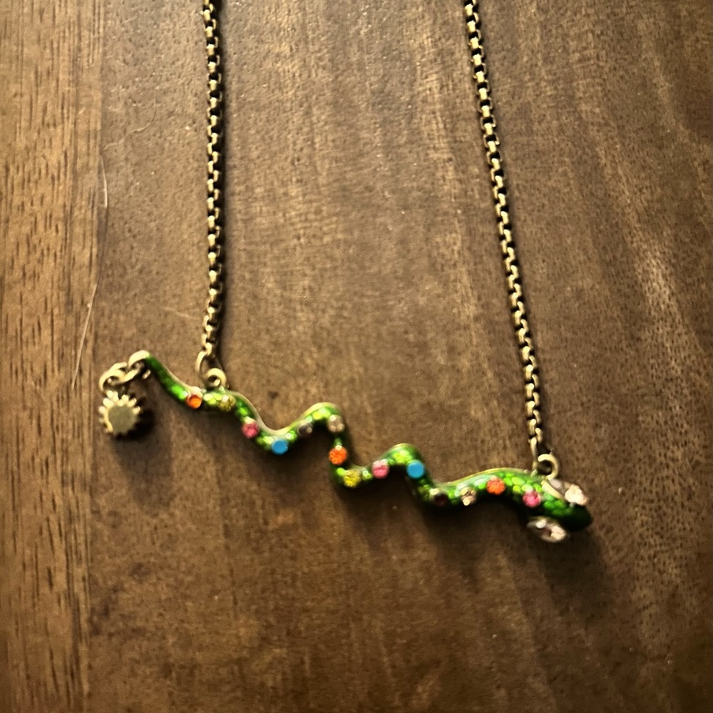 Rare Y2K Betsey Johnson Gold Tone Snake Choker Necklace Multicolored Gemstone